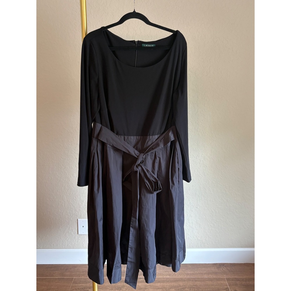 Lauren Ralph Lauren Black Long Sleeve Fit-and-Flare Dress